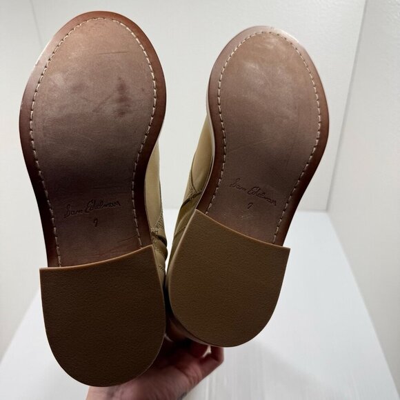 Sam Edelman Nance Boots 7M Women’s Lace Up Knee High Eggshell Leather Riding NIB - Picture 10 of 13